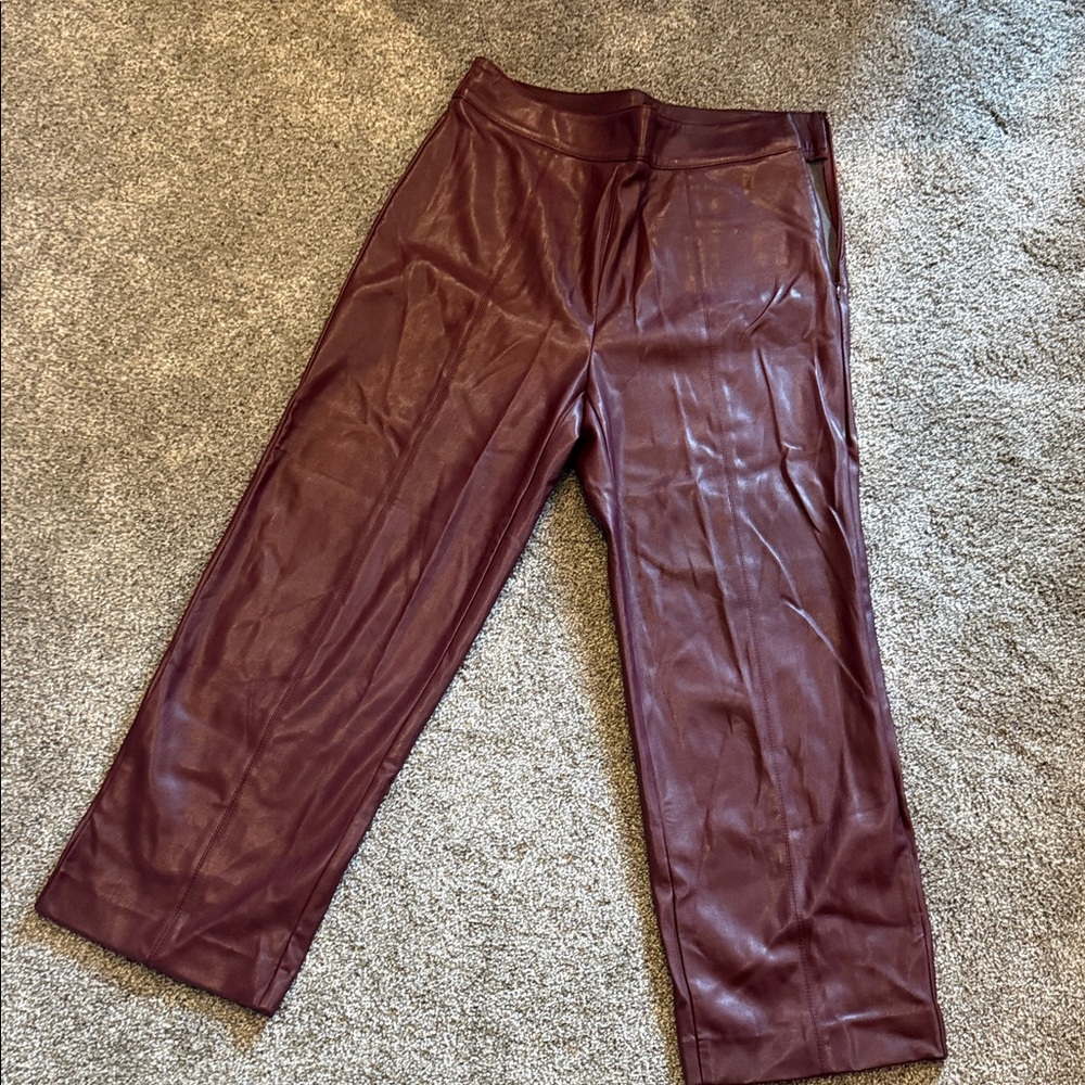 Ann Taylor faux leather Burgundy Pants